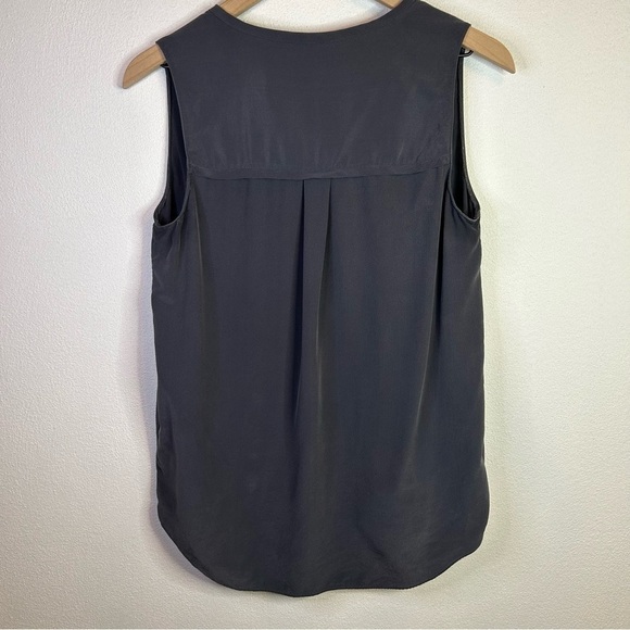 Nordstrom Collection Silk Shell Collared Tank Charcoal Grey Small - Picture 5 of 11